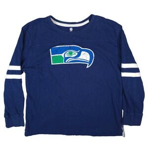 NFL Pro Line Seattle Seahawks Long Sleeve T-Shirt Mens XXL‎ Blue Distressed Logo